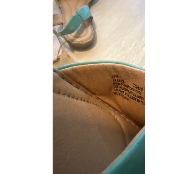 Born Inlet Slingback Open Toe Sandal Size 11 Turquoise Leather Comfort Flat Shoe - Picture 5 of 7